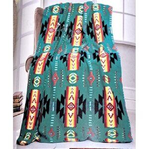New Teal Green 50x60 Southwest Aztec Fleece Throw Gift Blanket Reversible Native